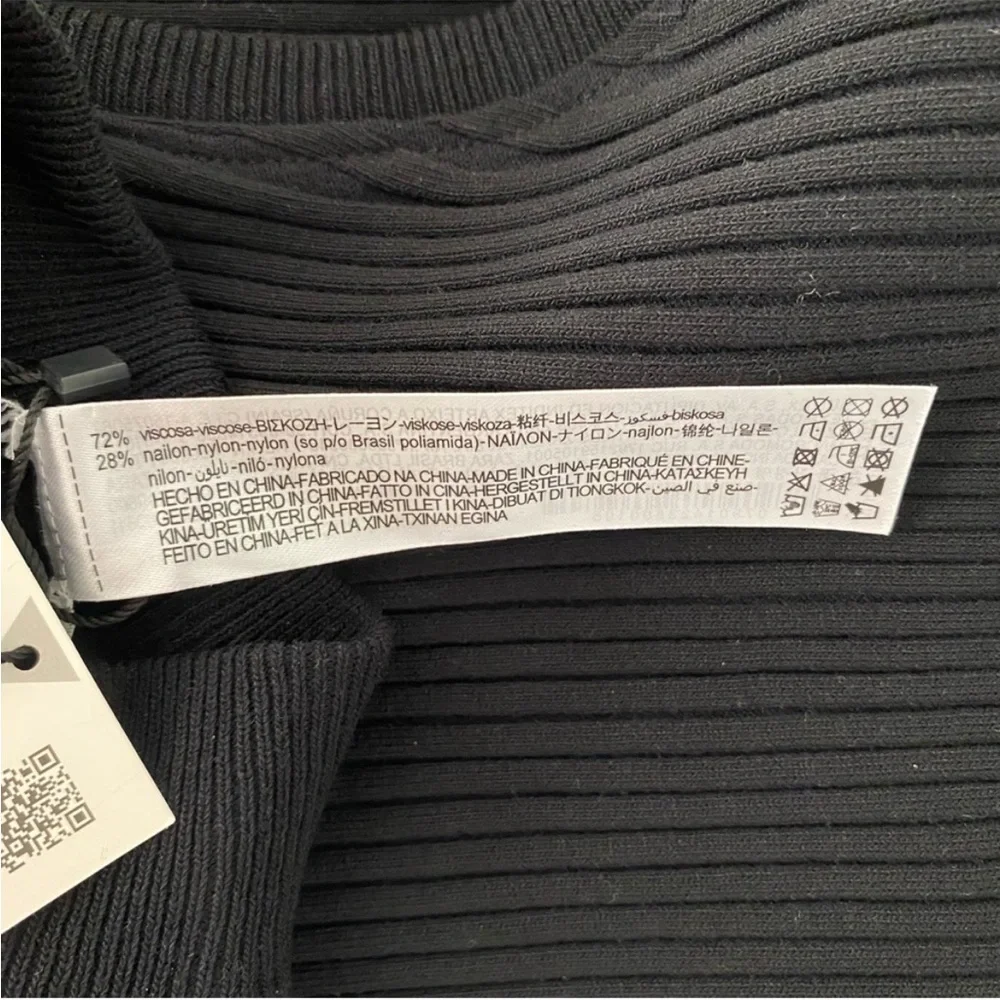 ZARA NWT Form Fitting Mock Neck Rib Knit Midi Dress, Black, Size XS-S - Picture 11 of 11